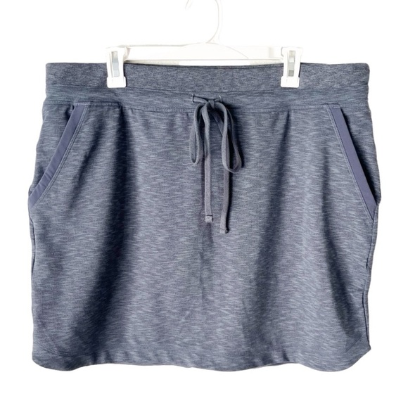 Athleta Skirt Women's XLT Tall Techie Terry Mini Gray Blue Drawstring Pockets - Picture 1 of 5